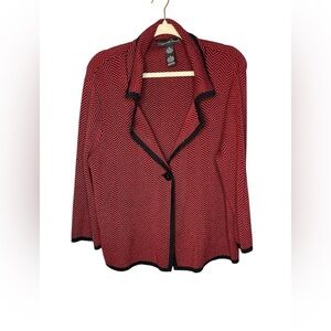 Josephine Chaus Ruby Red & Black Chevron Blazer Jacket, XL